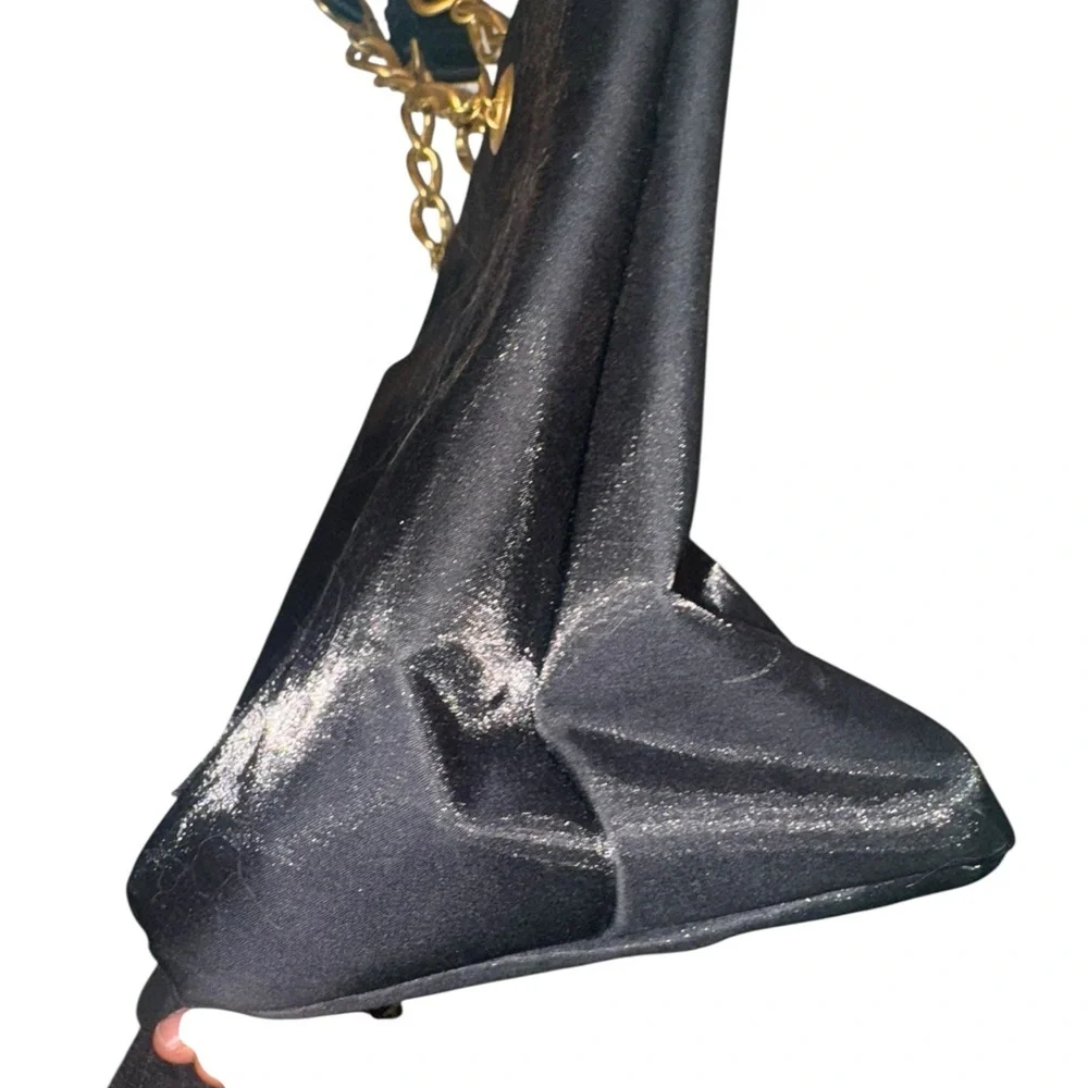 House of CB Black Shoulder Bag with Gold Chain
